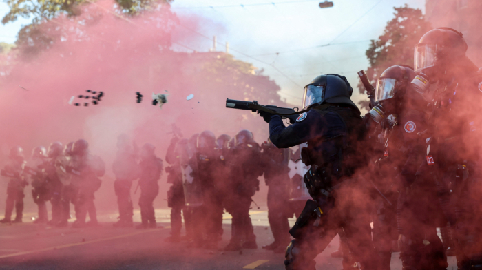 G7 protest turns violent in Geneva as police fire teargas ahead of summit