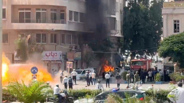 Explosions heard near hotel housing Emmanuel Macron in Damascus
