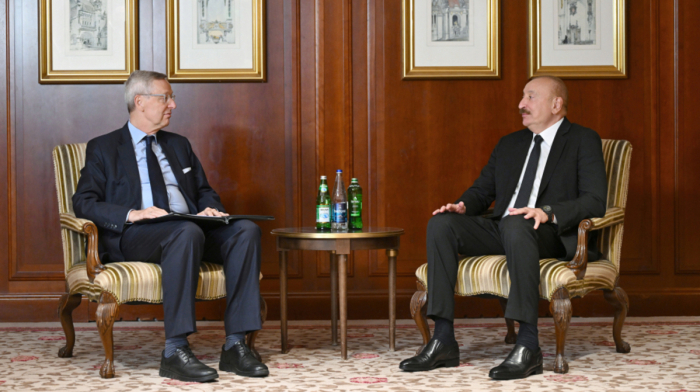 Azerbaijan's President Ilham Aliyev begins official visit in Germany by meeting leading business representative