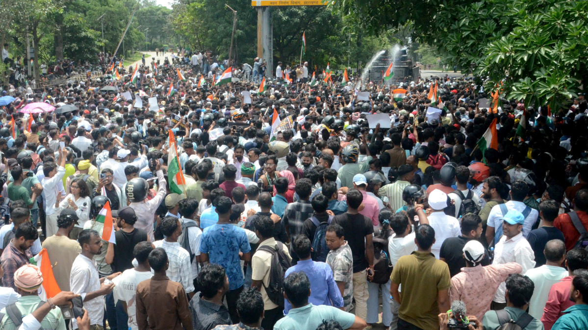 Police use tear gas and water cannon against youth protesters in eastern India