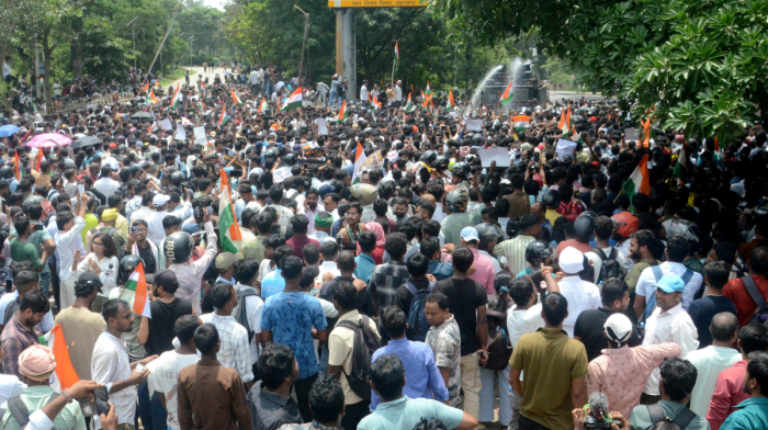 Police use tear gas and water cannon against youth protesters in eastern India