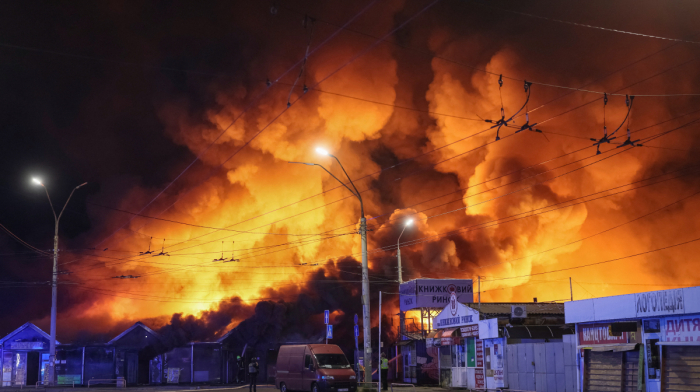 Russian missile attack sparks fires in Kyiv, injures at least one