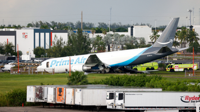 Five killed after Amazon cargo plane overruns runway at Miami airport