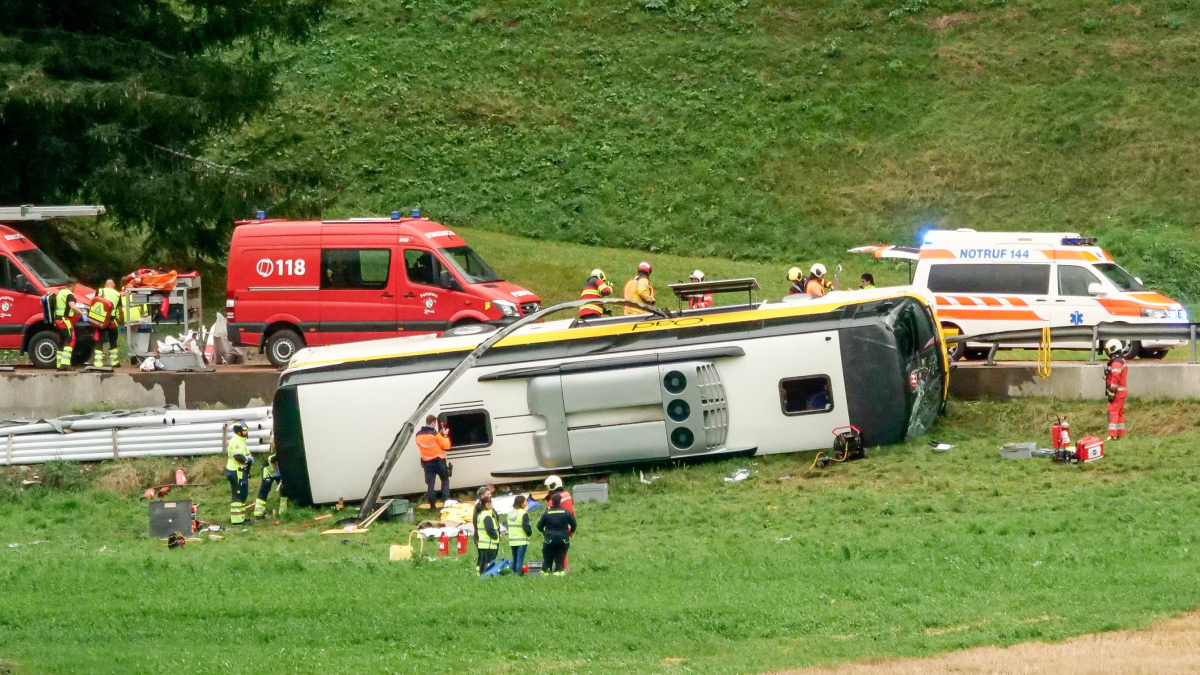 Several dead after Dutch tour bus overturns in Swiss Alps