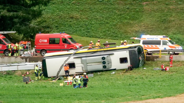Several dead after Dutch tour bus overturns in Swiss Alps