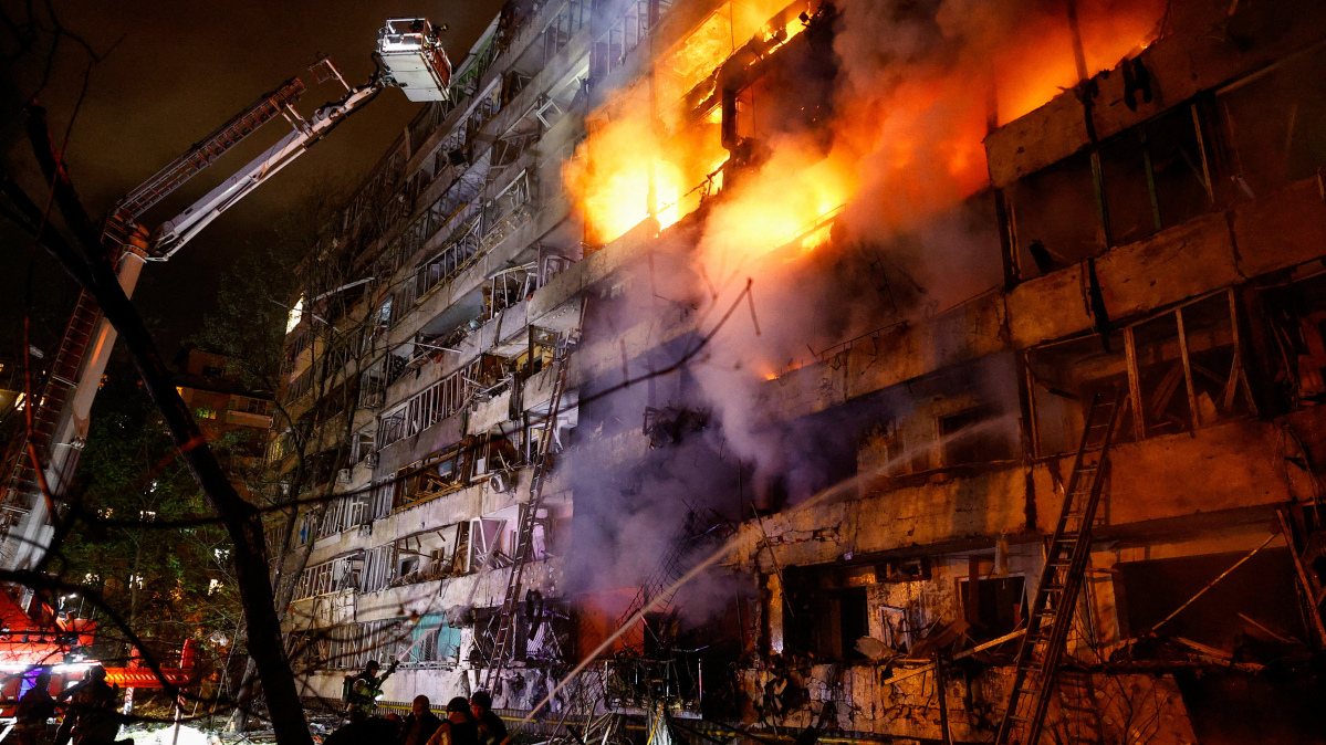Air defence heard over Kyiv after deadly Russian strike
