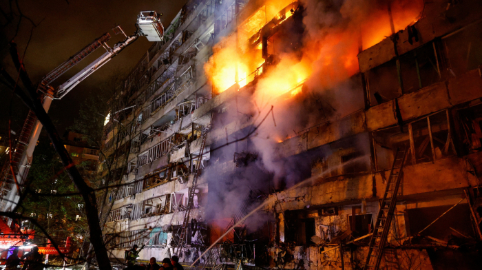 Air defence heard over Kyiv after deadly Russian strike