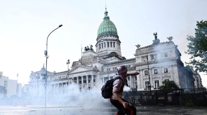 Students and lecturers march in Argentina's capital over university funding